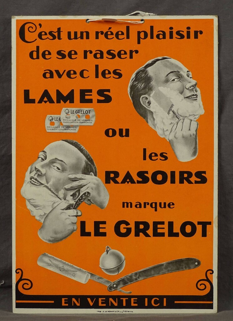 Publicité pour les rasoirs et lames Le Grelot
